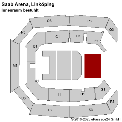 Saalplan Saab Arena, Linköping, Schweden, Innenraum bestuhlt
