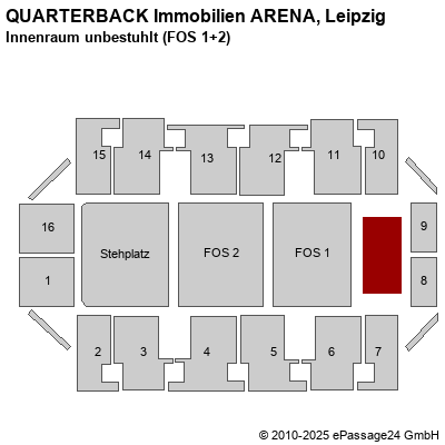 Saalplan QUARTERBACK Immobilien ARENA, Leipzig, Deutschland, Innenraum unbestuhlt (FOS 1+2)