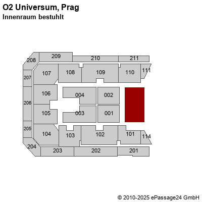 Saalplan O2 Universum, Prag, Tschechien , Innenraum bestuhlt