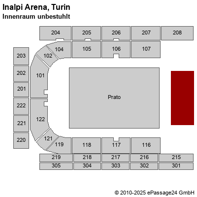 Saalplan Inalpi Arena, Turin, Italien, Innenraum unbestuhlt