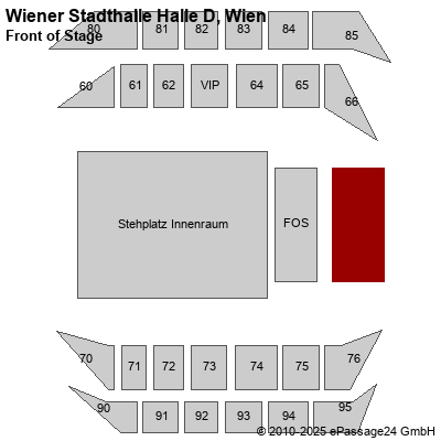 Saalplan Wiener Stadthalle Halle D, Wien, Österreich, Front of Stage