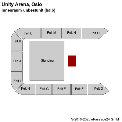 Saalplan Unity Arena, Oslo, Norwegen, Innenraum unbestuhlt (halb)