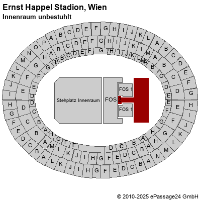 Saalplan Ernst Happel Stadion, Wien, Österreich, Innenraum unbestuhlt
