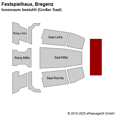 Saalplan Festspielhaus, Bregenz, Österreich, Innenraum bestuhlt (Großer Saal)