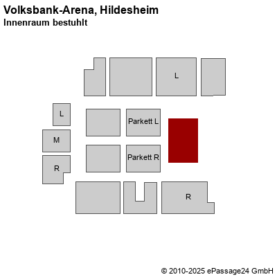 Saalplan Volksbank-Arena, Hildesheim, Deutschland, Innenraum bestuhlt