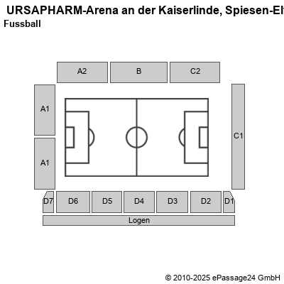 Saalplan  URSAPHARM-Arena an der Kaiserlinde, Spiesen-Elversberg, Deutschland, Fussball