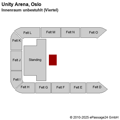 Saalplan Unity Arena, Oslo, Norwegen, Innenraum unbestuhlt (Viertel)
