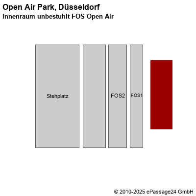 Saalplan Open Air Park, Düsseldorf, Deutschland, Innenraum unbestuhlt FOS Open Air