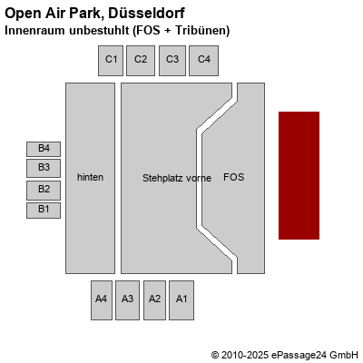 Saalplan Open Air Park, Düsseldorf, Deutschland, Innenraum unbestuhlt (FOS + Tribünen)