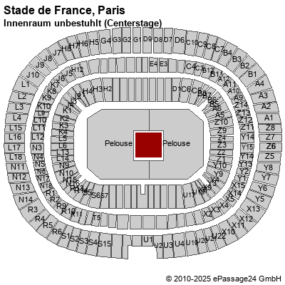 Saalplan Stade de France, Paris, Frankreich, Innenraum unbestuhlt (Centerstage)