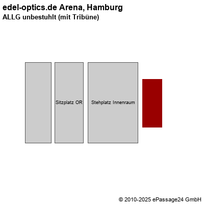 Saalplan edel-optics.de Arena, Hamburg, Deutschland, ALLG unbestuhlt (mit Tribüne)