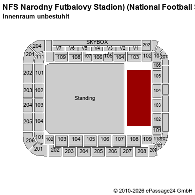 Saalplan NFS Narodny Futbalovy Stadion) (National Football Stadium), Bratislava, Slowakei, Innenraum unbestuhlt