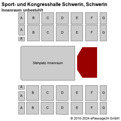 Saalplan Sport- und Kongresshalle Schwerin, Schwerin, Deutschland, Innenraum unbestuhlt