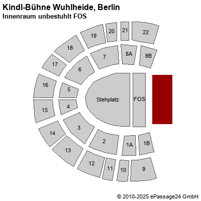 Saalplan Kindl-Bühne Wuhlheide, Berlin, Deutschland, Innenraum unbestuhlt FOS