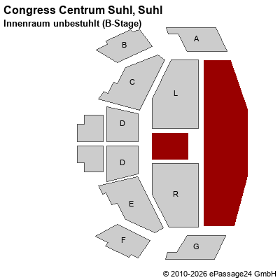 Saalplan Congress Centrum Suhl, Suhl, Deutschland, Innenraum unbestuhlt (B-Stage)
