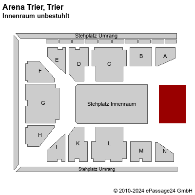 Saalplan Arena Trier, Trier, Deutschland, Innenraum unbestuhlt