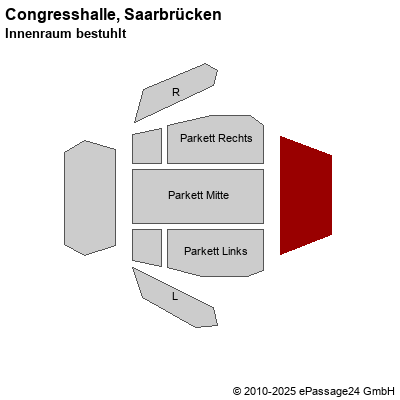 Saalplan Congresshalle, Saarbrücken, Deutschland, Innenraum bestuhlt