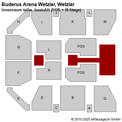 Saalplan Buderus Arena Wetzlar, Wetzlar, Deutschland, Innenraum teilw. bestuhlt (FOS + B-Stage) Saalplan Buderus Arena Wetzlar, Wetzlar, Deutschland, Innenraum teilw. bestuhlt (FOS + B-Stage)