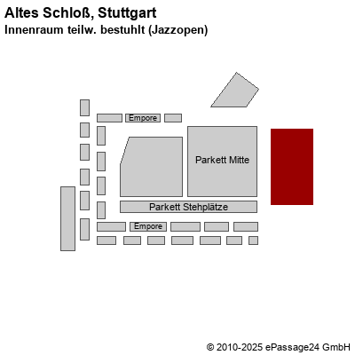 Saalplan Altes Schloß, Stuttgart, Deutschland, Innenraum teilw. bestuhlt (Jazzopen)