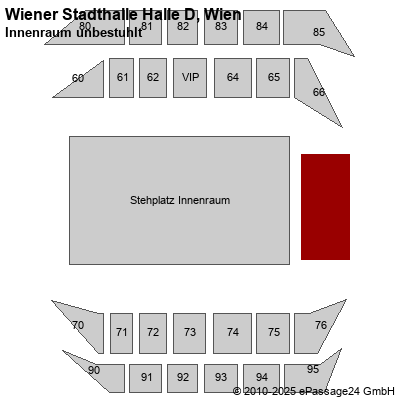 Saalplan Wiener Stadthalle Halle D, Wien, Österreich, Innenraum unbestuhlt