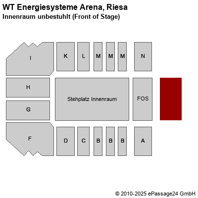 Saalplan WT Energiesysteme Arena, Riesa, Deutschland, Innenraum unbestuhlt (Front of Stage)
