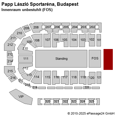 Saalplan Papp László Sportaréna, Budapest, Ungarn, Innenraum unbestuhlt (FOS)