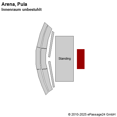 Saalplan Arena, Pula, Kroatien, Innenraum unbestuhlt