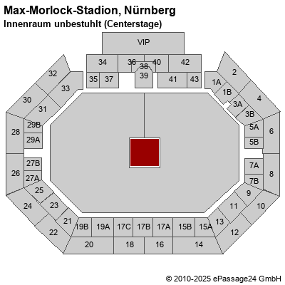 Saalplan Max-Morlock-Stadion, Nürnberg, Deutschland, Innenraum unbestuhlt (Centerstage)