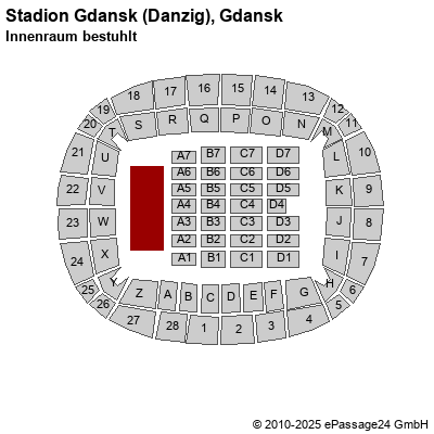 Saalplan Stadion Gdansk (Danzig), Gdansk, Polen, Innenraum bestuhlt