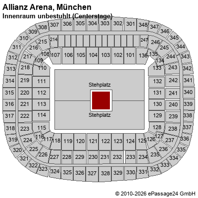 Saalplan Allianz Arena, M&uuml;nchen, Deutschland, Innenraum unbestuhlt (Centerstage)