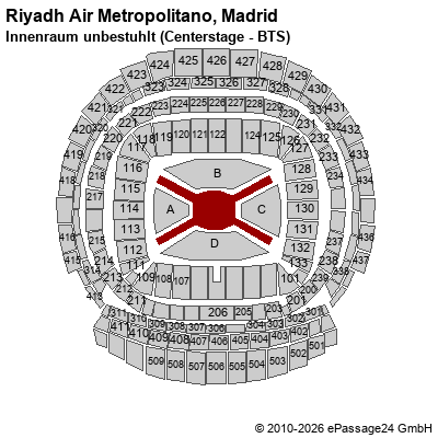 Saalplan Riyadh Air Metropolitano, Madrid, Spanien, Innenraum unbestuhlt (Centerstage - BTS)