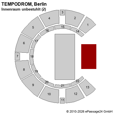 Saalplan TEMPODROM, Berlin, Deutschland, Innenraum unbestuhlt (2)