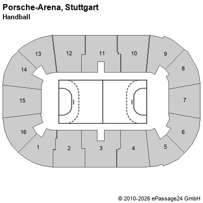 Saalplan Porsche-Arena, Stuttgart, Deutschland, Handball