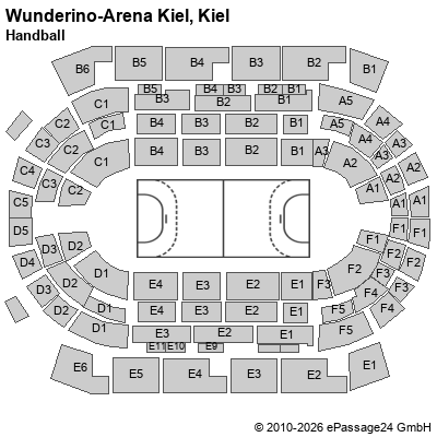 Saalplan Wunderino-Arena Kiel, Kiel, Deutschland, Handball
