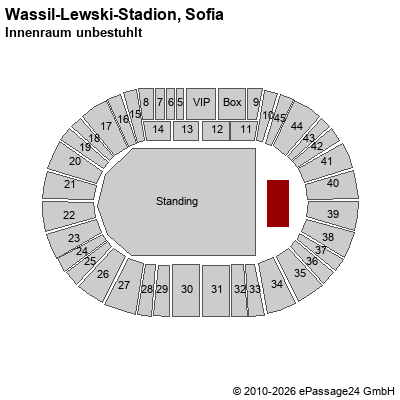 Saalplan Wassil-Lewski-Stadion, Sofia, Bulgarien, Innenraum unbestuhlt