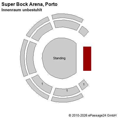 Saalplan Super Bock Arena, Porto, Portugal, Innenraum unbestuhlt