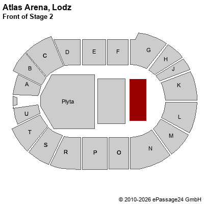 Saalplan Atlas Arena, Lodz, Polen, Front of Stage 2