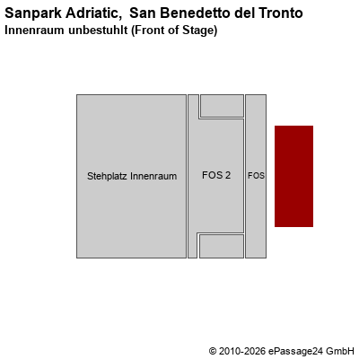 Saalplan Sanpark Adriatic,  San Benedetto del Tronto, Italien, Innenraum unbestuhlt (Front of Stage)