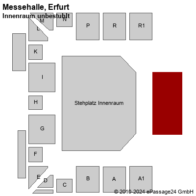 Saalplan Messehalle, Erfurt, Deutschland, Innenraum unbestuhlt