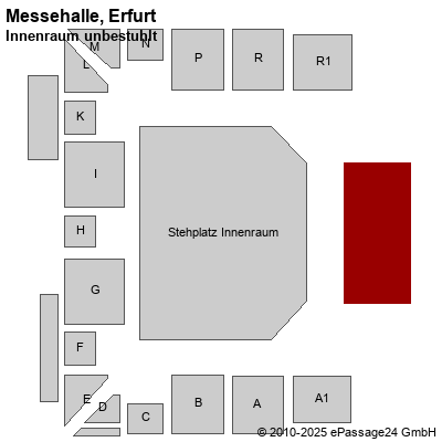 Saalplan Messehalle, Erfurt, Deutschland, Innenraum unbestuhlt