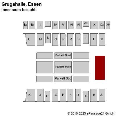 Saalplan Grugahalle, Essen, Deutschland, Innenraum bestuhlt