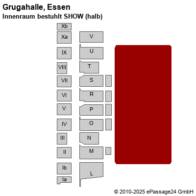 Saalplan Grugahalle, Essen, Deutschland, Innenraum bestuhlt SHOW (halb)