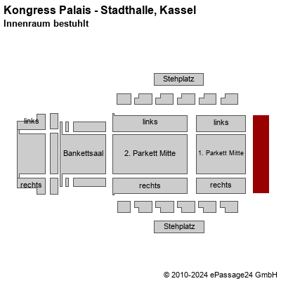 Saalplan Kongress Palais - Stadthalle, Kassel, Deutschland, Innenraum bestuhlt
