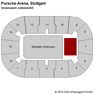 Saalplan Porsche-Arena, Stuttgart, Deutschland, Innenraum unbestuhlt