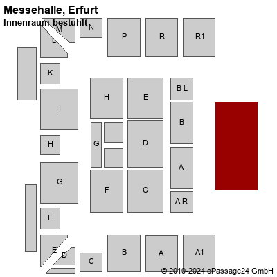 Saalplan Messehalle, Erfurt, Deutschland, Innenraum bestuhlt