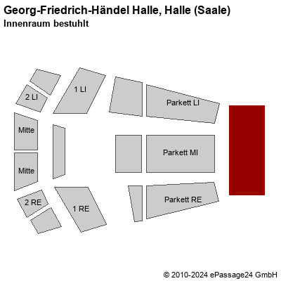 Saalplan Georg-Friedrich-Händel Halle, Halle (Saale), Deutschland, Innenraum bestuhlt