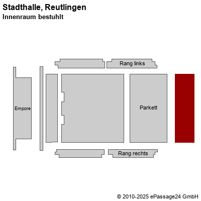 Saalplan Stadthalle, Reutlingen, Deutschland, Innenraum bestuhlt