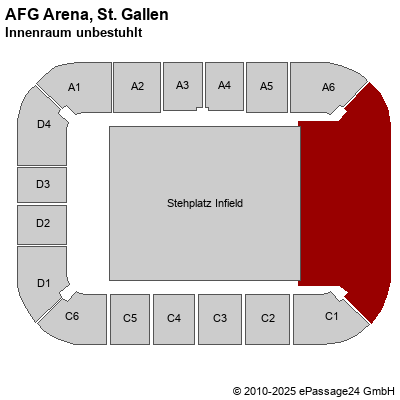 Saalplan AFG Arena, St. Gallen, Schweiz, Innenraum unbestuhlt