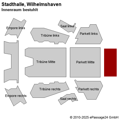 Saalplan Stadthalle, Wilhelmshaven, Deutschland, Innenraum bestuhlt
