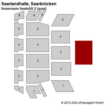 Saalplan Saarlandhalle, Saarbrücken, Deutschland, Innenraum bestuhlt 2 (quer)